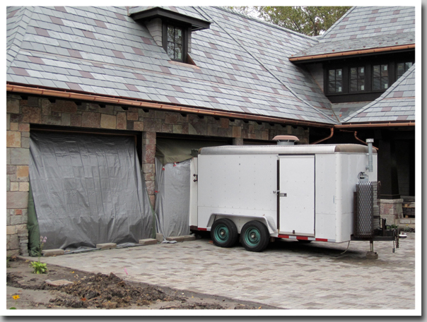 garage floor trailer outside